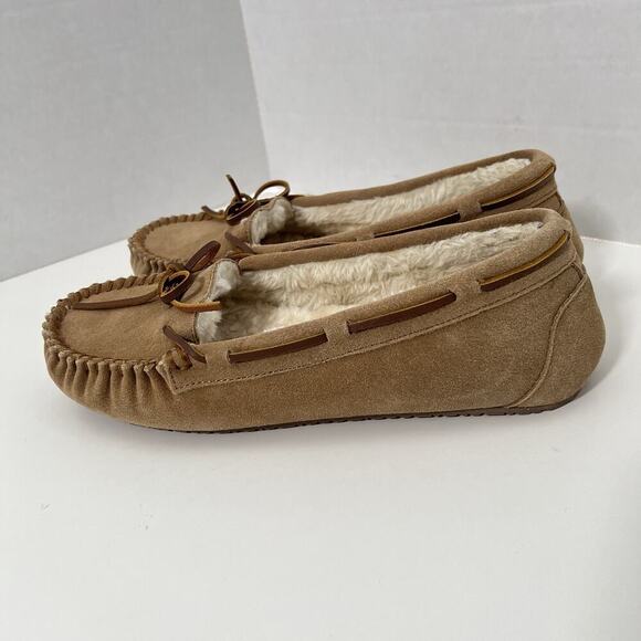 Minnetonka 4052 Cally Tan Suede Faux Fur Lined Slip-On Slipper Tan Women's 10 - Picture 4 of 7